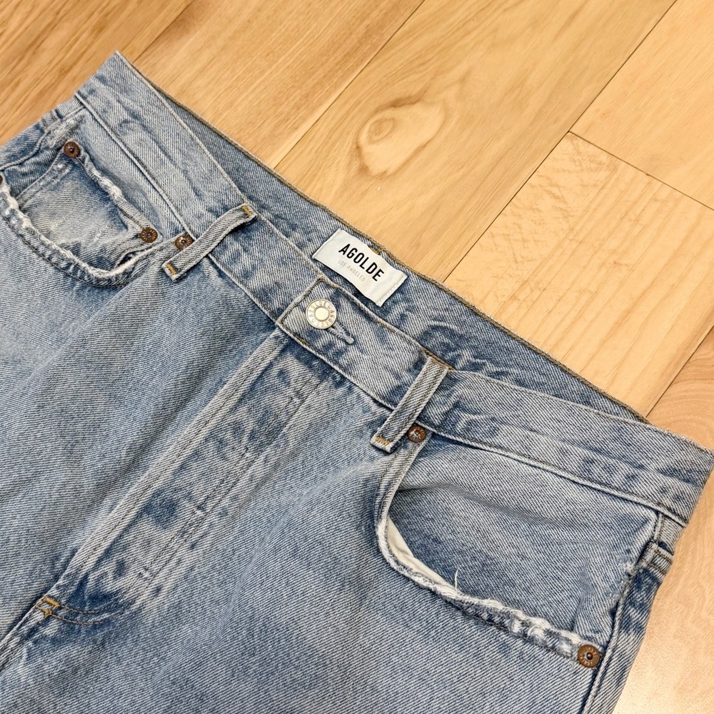 Agolde Light Blue Straight Leg Jeans - Picture 3 of 8